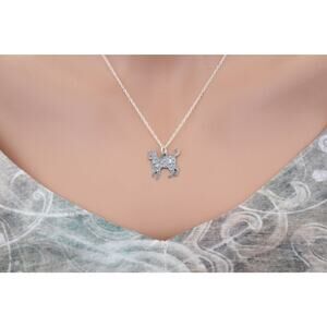 Sterling Silver Cat Charm with Bronze Star and Moon Pendant Necklace